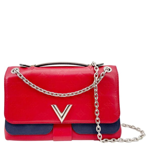 Louis Vuitton Very Chain Cuir Plume Ecume Leather Shoulder Bag Red - Picture 1 of 13